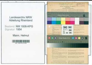 Entnazifizierung Helmut Mann , geb. 23.12.1916 (Fahrer)