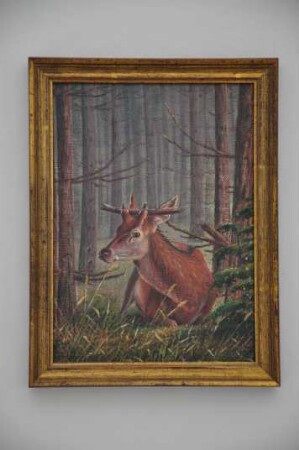 Ruhender Hirsch - Gemälde von Ernst von Eschwege