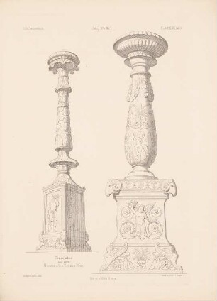 Kandelaber aus dem Vatikan, Rom: Ansicht (aus: Architektonisches Skizzenbuch, H. 148/1, 1878)