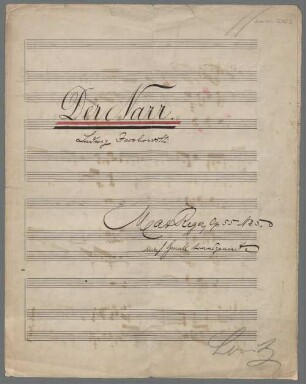 15 Lieder, V, pf, op. 55/5, RWV op. 55/5, g-Moll, Excerpts - BSB Mus.ms. 20853 : Der Narr. // Ludwig Jacobowski. // Mar Reger, Op. 55 N|o 5. // nach Gmoll transponiert.