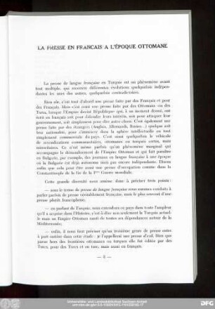 La Presse En Francais A L'Époque Ottomane