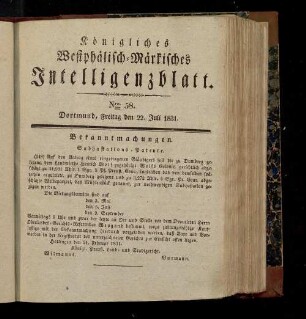 Königliches westphälisch-märkisches Intelligenzblatt. 1817-1833