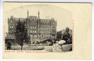 Gruss aus Stettin. Rathaus mit Manzelbrunnen.