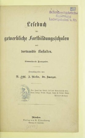 Lesebuch für gewerbliche Fortbildungsschulen und verwandte Anstalten