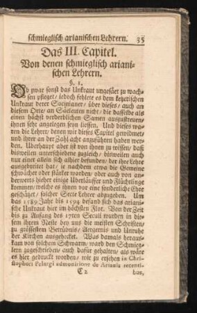 Das III. Capitel. Von denen schmieglisch arianischen Lehrern.
