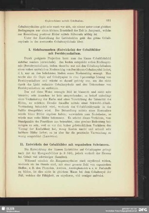 Entwickeln der Cobaltbilder mit organischen Substanzen