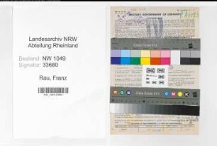 Entnazifizierung Franz Rau , geb. 24.01.1894 (Steuersekretaer)