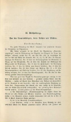 II. Abtheilung. Von den Gemeindebürgern, deren Rechten und Pflichten