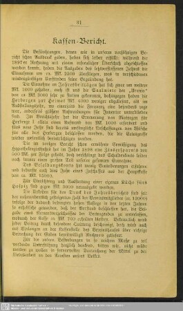 Kassen-Bericht