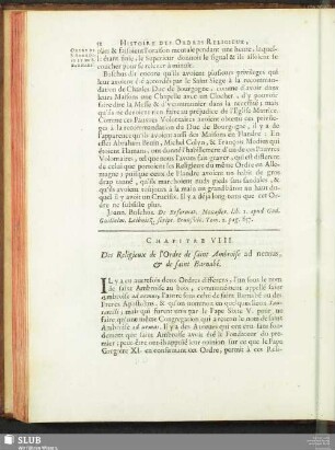 Chapitre VIII. Des Religieux de l’Ordre de saint Ambroise ad nemus, & De saint Barnabé