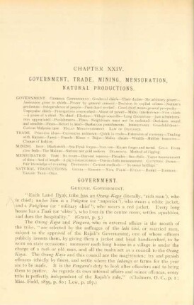 Chapter XXIV. Government, trade, mining, mensuration, natural productions