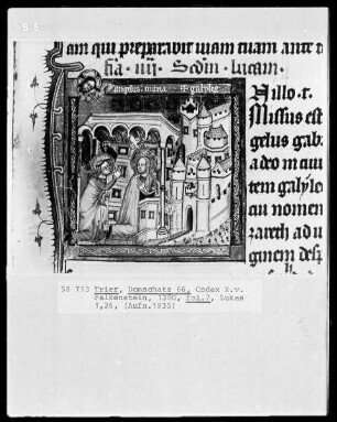 Perikopenbuch des Erzbischofs Kuno von Falkenstein: Verkündigung an Maria