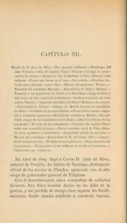 Capítulo XII. Mando de D. Juan de Silva. - ...