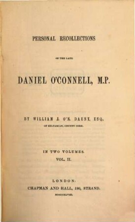 Personal recollections of the late Daniel O'Connell, 2