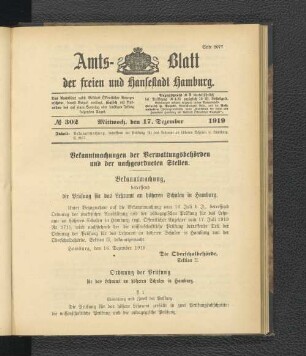 No.302, Mittwoch, den 17. Dezember 1919
