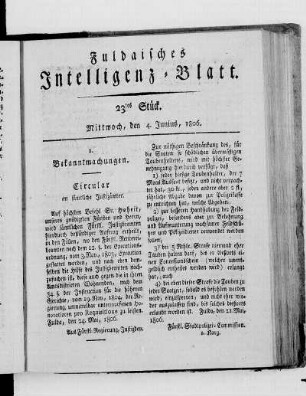 23tes Stück, Ausgabe vom 4. Junius 1806