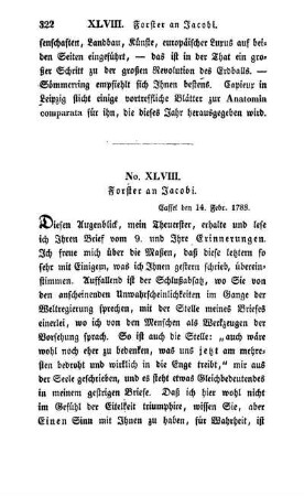 No. XLVIII. Forster an Jacobi