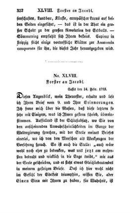 No. XLVIII. Forster an Jacobi