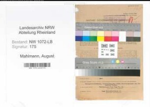 Entnazifizierung August Mahlmann , geb. 04.06.1887 (Vertreter)