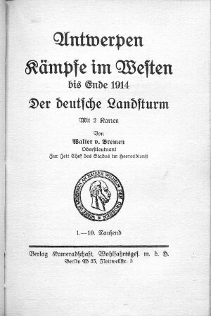 Antwerpen : Kämpfe im Westen bis Ende 1914