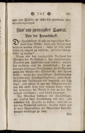 Fünf und zwanzigstes Capitul. Von der Freundschaft. - Dreyßigstes Capitul. Von der Leutseeligkeit.