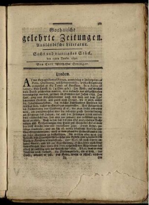 Sechs und vierzigstes Stück, den 13ten Novbr. 1790.