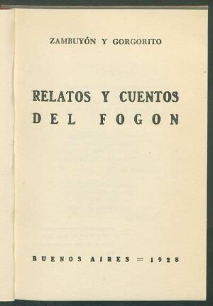 Relatos y cuentos del fogón