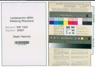 Entnazifizierung Heinrich Staaf , geb. 25.03.1901 (Postassistent)