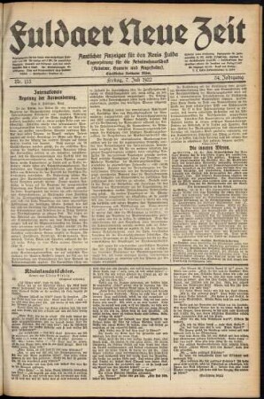 Ausgabe vom Freitag, den 07. Juli 1922.