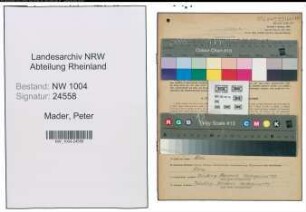 Entnazifizierung Peter Mader , geb. 08.02.1891 (Wachmann)