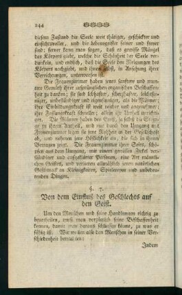 244-251, §7. Von dem Einfluß des Geschlechts auf den Geist