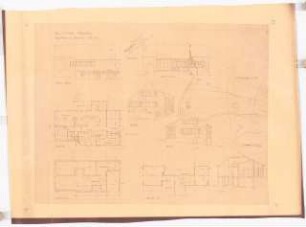 Garten Krutina, Badenweiler: Lageplan 1:1000, 4 Ansichten, 3 Grundrisse Untergeschoss, Erdgeschoss und Dachgeschoss, Schnitt 1:100