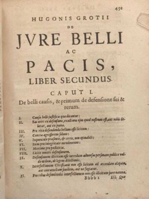 Hugonis Grotii De Jvre Belli Ac Pacis, Liber Secundus.