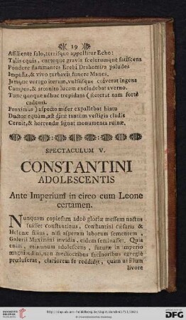 Spectaculum V: Constantini adolescentis