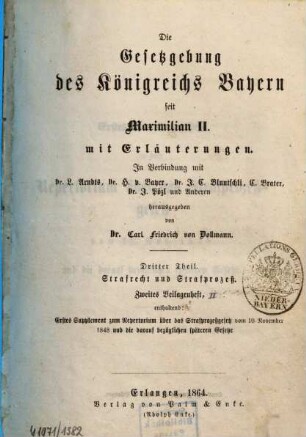 Die Gesetzgebung des Königreichs Bayern seit Maximilian II. : mit Erläuterungen, 3,3,2. Zweites Beilagenheft