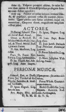 Actores; Personae Musicae.