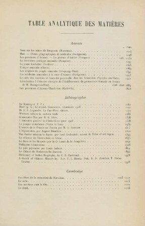 Table analytique des matières
