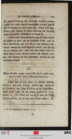 XI. Man strebe nach edler Einfalt und enthalte sich alles Gezwungenen