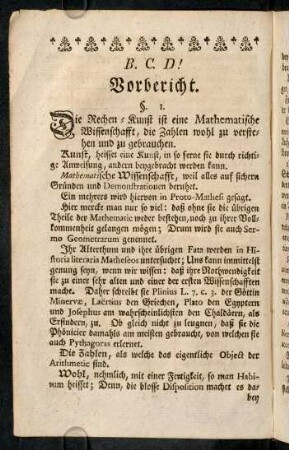 6-19, Vorbericht; Anfangs-Gründe der Rechen-Kunst