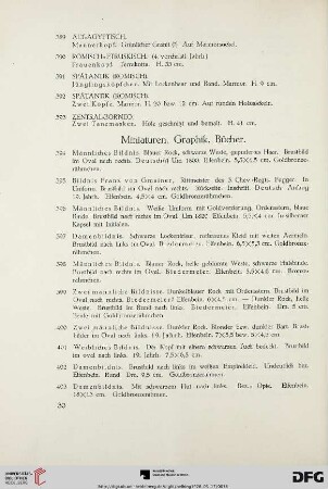 Miniaturen. Graphik. Bücher (Nr. 394-410)