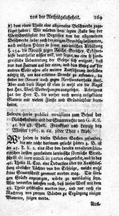 Selecta juris publici novissima zum Behuf der Reichshistorie und der Staatsrechte.
