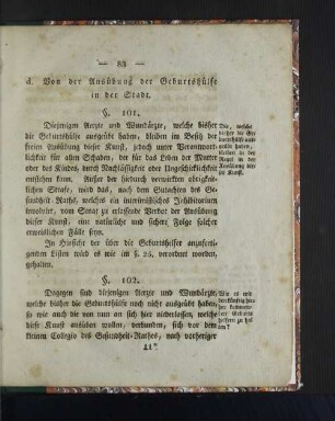 d. Von der Ausübung der Geburtshülfe in der Stadt.