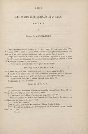 Sull' analisi indeterminata di 2° grado.