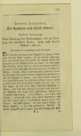 Zweiter Haupttheil. Die Geschichte nach Christi Geburt