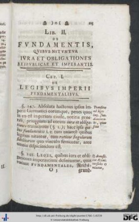 Lib. II. De Fundamentis, Quibus Nituntur Iura Et Obligationes Reipublicae Et Imperantis.