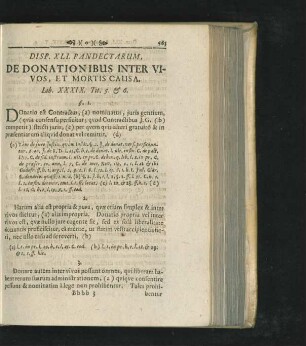 Disp. XLI. De Donationibus Inter Vivos, et Mortis Causa.