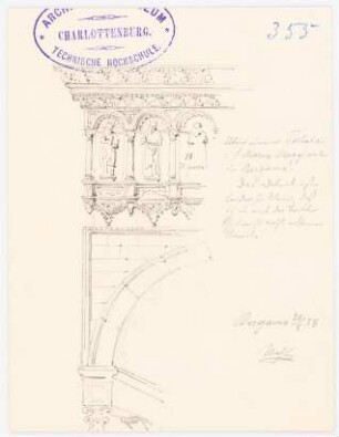 Figuren oberhalb eines Portals von S. Maria Maggiore, Bergamo: Ansicht