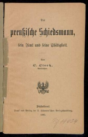 Der preußische Schiedsmann, sein Amt und seine Thätigkeit