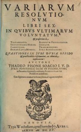 Variarum Resolutionum libri 6