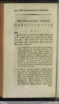 Acht und zwanzigster Abschnitt. Zuckersiederey
